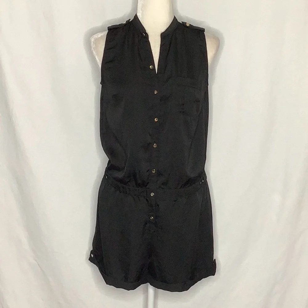 H&M Sleeveless Black Satin Romper Size 8